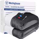 Westinghouse Electric Blanket Twin, Heated Blanket Twin Size with 10 Heating Levels and 1 to 12 Hours Heating Time Settings, Flannel to Sherpa Reversible, Machine Washable (62" x 84", Charcoal)