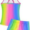 Girls Swimsuit Sleeveless Bathing Suits Back Cutout Summer Swimwear with Removable Chest pad 6-14 Years