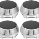ACROPIX 60mm Dia 5 Clips Wheel Tyre Center Hub Caps Covers for Vehicle Chrome Tone Black - Pack of 4