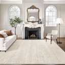 Art&Tuft Washable Rugs 9x12, Low Pile Area Rugs 9x12 Living Room - Non Slip and Stain Resistant Soft Thin Rug for Bedroom, Dining Room, Kitchen, Office, Beige