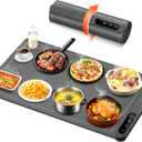 LBOLHZO Warming Mat For Food 500W Graphene High-Tech 5s Rapid Food Warming Mat 6-Temp And 6h Timer Food Warmer Auto Shut Off Chafing Dishes For Buffet Roll Up Food Warmers For Parties Buffet 24"Dx16"W (Grey)