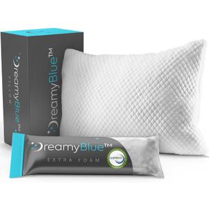 DreamyBlue Signature Pillow w/Adjustable Loft Shredded Memory Foam Fill Neutral Alignment for Side, Back, and Stomach Sleepers Washable Bamboo Rayon Cover CertiPUR-US Certified Foam (King) (King (Pack of 1) DreamyBlue Signature Pillow w/Adjustable Loft Shredded Memory Foam Fill Neutral Alignment for Side, Back, and Stomach Sleepers Washable Bamboo Rayon Cover CertiPUR-US Certified Foam (King) (King (Pack of 1)