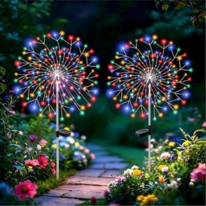 210 LED Solar Firework Lights, 8 Modes Solar Garden Lights Outdoor Waterproof Decorative, Multicolor Fairy Light for Yard, Patio, Pathway Walkway Party Wedding Christmas Decor