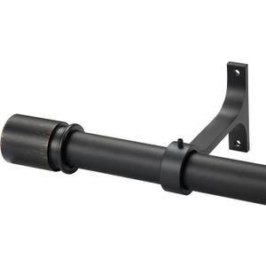 Curtain Rods for Windows 48 to 86 Inches - Aluminium Finials and Brackets - 1 Inch Decorative Window Rods - Adjustable Heavy Duty Curtain Rod - Wall & Ceiling Mounted - Matte Black Gold