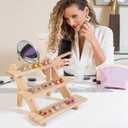 2 Pcs 3 Tier Wooden Display Stand, Tiered Earring Display Stand for Photos, Cards, Jewelry, Accessories, Cupcake Stands for Supplier, Retail, Outdoor Stalls, Home