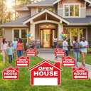 Pinkunn 7 Pack Large Open House Signs for Real Estate, 18x14 Inch Double Sided with Metal Stake, Weatherproof Heavy Duty Plastic Open House Directional Yard Board for Estate Agent Property Sale(Red)