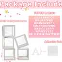 Baby Boxes with Letters, 5 Transparent Baby Shower Balloon Boxes with 78 Letters & Numbers for Gender Reveal Decorations Birthday Wedding Party Grad Backdrop Bridal Shower, White