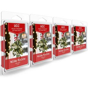 2 x UCC Christmas Wax Melts, Premium Plant Based Natural Soy Scented Melts Cubes, Wax Melts Tarts, Colored Wax Melt Gift - Holiday Mistletoe-4 Pack