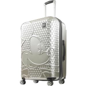 FUL Disney Mickey Mouse 29 Inch Rolling Luggage, Hardshell Suitcase with Spinner Wheels, Silver