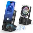 Wireless Induction Speaker, 5 in 1 Bluetooth Speaker with Cell Phone Stand, Phone Holder with Rechargeable Colorful Light and Alarm Clock for iPhone/Android/iPad, Gifts for Men Women（Black）