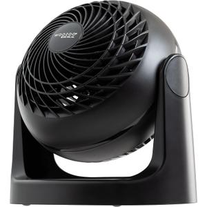 IRIS USA WOOZOO Desk Fan, Air Circulator, 3 Speeds, 52ft Max Air Distance, 157ft Coverage, 360 Adjustable Vertical Tilt, 20db Quiet Motor, Fan for Bedroom, Office, Dorm, Medium, Black, Small Standard