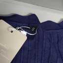 CARDYDONY Women's Cropped Cardigan Tie Front Long Sleeve Rib Knit Bolero Shrug Sweaters, Navy Blue Medium