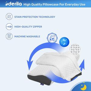 Derila Memory Foam Pillow & Additional Pillowcase, Optimal  Temperature Control for Your Perfect Sleep. Neck Contoured Support Pillow Improves Sleep. Wake up Refreshed with Neck & Shoulder Pain Relief