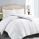EASELAND Down Alternative Comforter King Size - Quilted Duvet Insert for All Seasons, Soft Cozy with Corner Tabs, Summer Winter Warm Bedding, Pure White 90x102