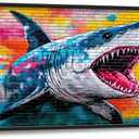 Large Shark Wall Art, Oversized Banksy Graffiti Ocean Shark Pictures Wall Decor, Sea Nautical Animal Canvas Prints Painting, Extra Sealife Framed Artwork for Living Room Bedroom Office Bathroom Corridor 60"x 30"