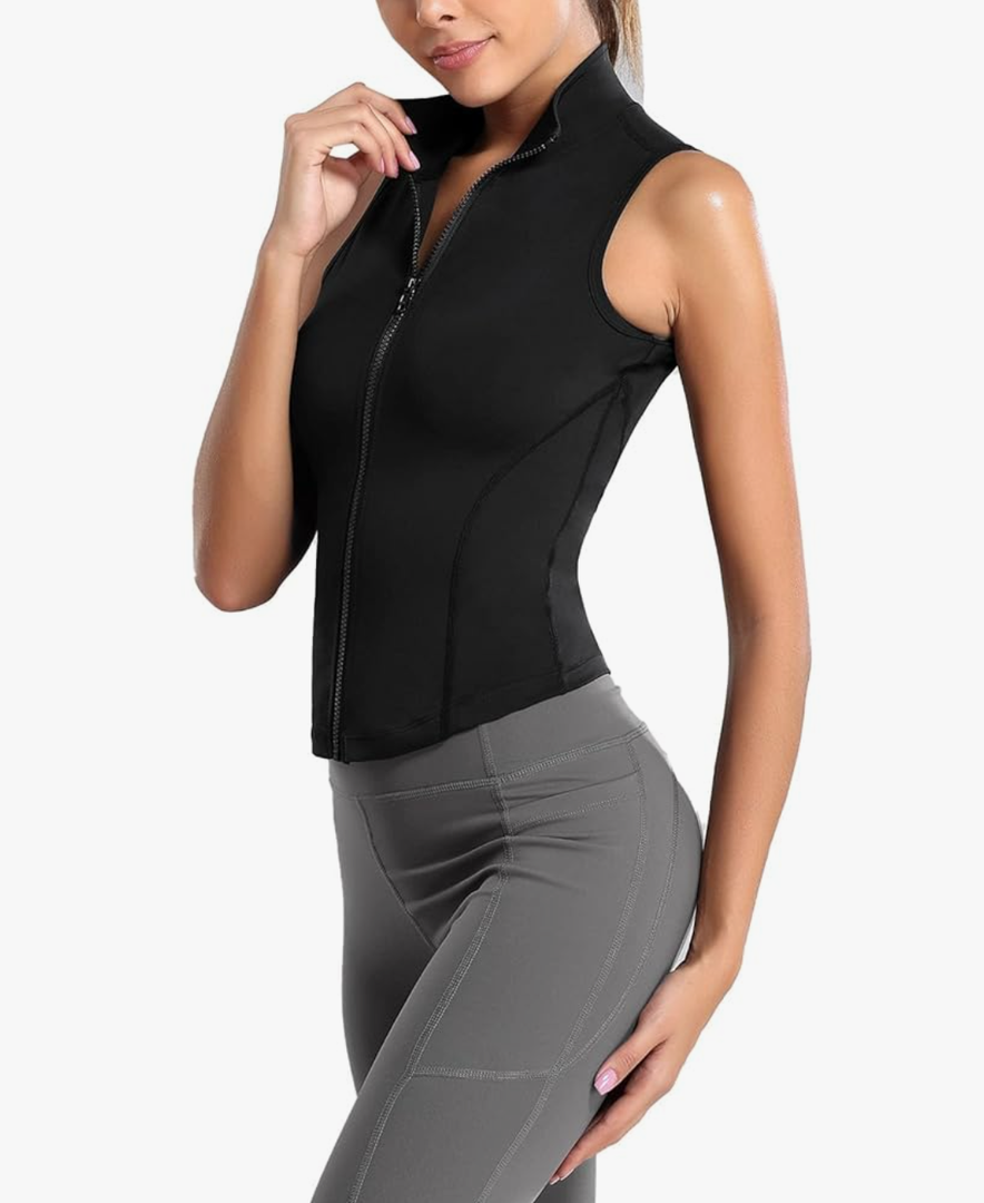 Flygo Women's Full Zip Sleeveless Workout Yoga Active Jacket Vest Golf Shirts Size S