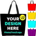 Custom Tote Bags with Photo Personalized Shopping Bag Add Your Text Logo Name Reusable Travel Bags