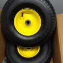 15x6.00-6 Tire and Wheel Assembly (2 Pack),Replacement Riding Lawn Mower Front Tires - With 3" Centered Hub and 3/4" Bushings (Extra 5/8" Bushings) (Yellow)