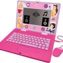 Lexibook, Disney Princess, Bilingual and Educational Laptop Spanish/English, Toy for Children, 170 Activities to Learn, Play Games and Music, Large Screen, Pink, JC599DPi2