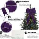 13" Purple Bow Pre-Tied Bow for Christmas Tree, Purple Velvet Ribbon Bow for Wreaths, Tree Toppers Bow, Premade Bow, Gift Bow for Party Favor, Christmas Home Indoor Outdoor Decor-1 Counts