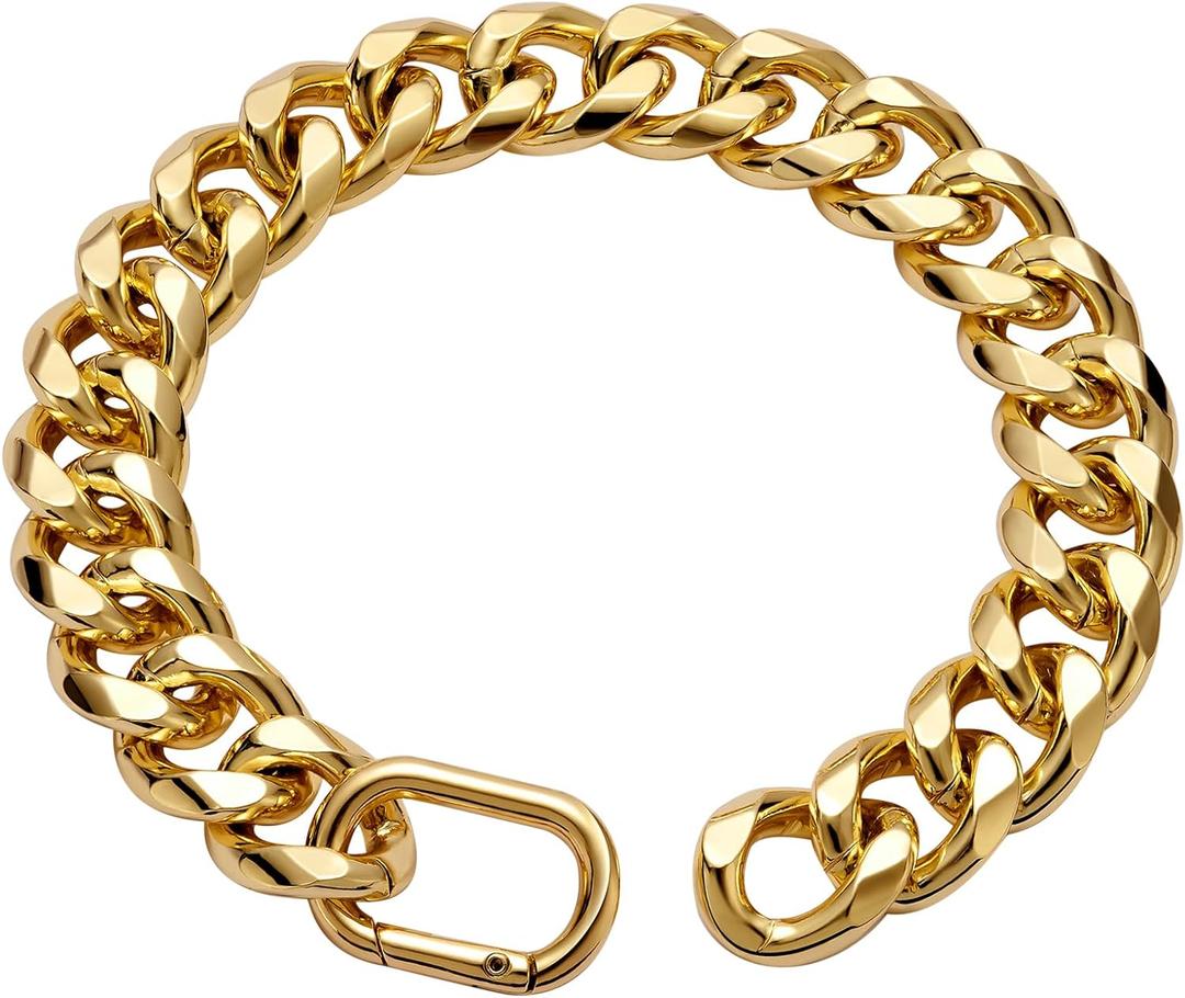 19MM Thick Light Metal 18K Gold Plated Metal Dog Cuban Link Collar,Gold Dog Chain Collar for Large Dogs - 22 Inches Gold Dog Necklace Collar