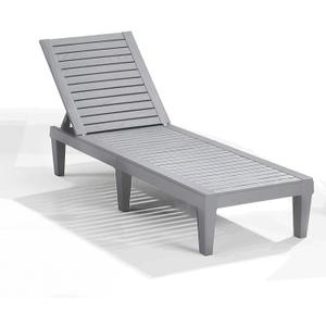 Nestl Patio Chairs - Grey Chaise Lounge Chair Outdoor, 5-Position Adjustable Sun Tanning Chair, Waterproof Pool Lounge Chairs, Reclining Lawn Chair, Lightweight Outdoor Lounge Chairs, Single