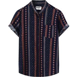 Men Hawaiian Shirt Floral Short Sleeve Shirts Summer Vacation Print Casual Button Down Beach Shirt (Black, XXXL)