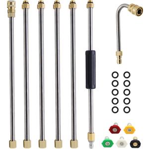 Twinkle Star Pressure Washer Extension Wand Set, 8 ft 7 Pack Replacement Lance with 5 Nozzle Tips, 4000 PSI