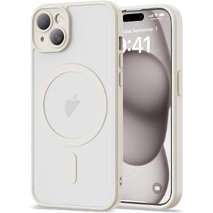 Compatible with iPhone 15 Plus Case 6.7" [Compatible with Mag-Safe][Full Camera Protection] Magnetic Matte Translucent Phone Case for iPhone 15 Plus,White