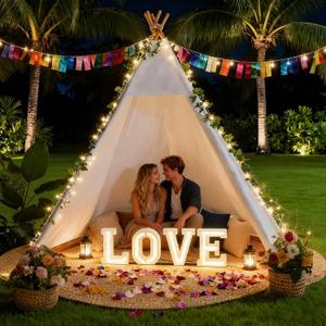 Betterhood 7' Large Teepee Tent for Adults, Play Tent with Carry Bag, 5 Sides Canvas Kids Teepee Tent Indoor & Outdoor Tents for Party, Wedding, Photo Prop, White