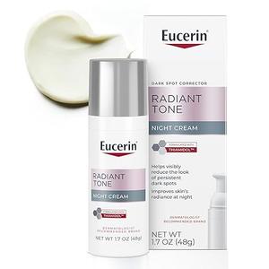 Eucerin Radiant Tone Night Cream, Dark Spot Corrector with Thiamidol, Night Moisturizer for Face Helps Visibly Reduce the Look of Persistent Dark Spots, All Skin Types, 1.7 Oz Bottle