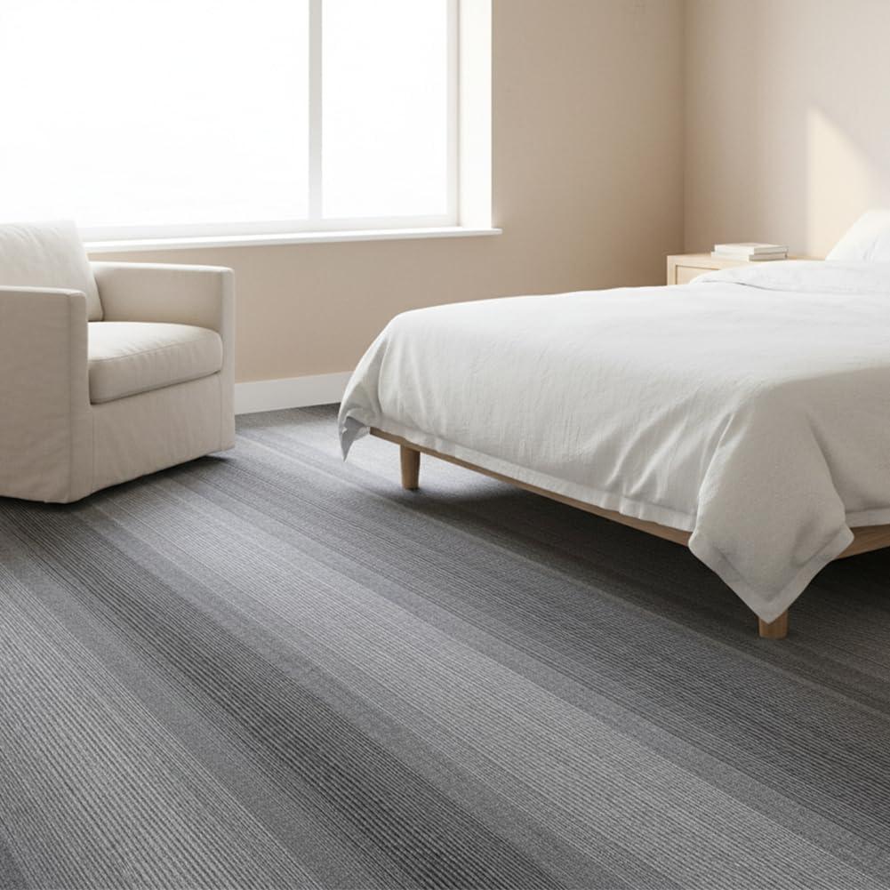 24 inch x 24 inch Carpet Tiles upholstered Non-Slip Carpet Squares Reusable Easy to Install Indoor and Outdoor Office Home Decor Flooring (Gradient Grey, 18 PCS)