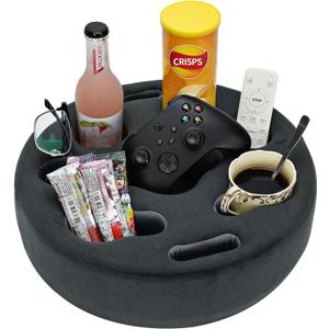 Couch Cup Holder Pillow - Sofa Drink Holder Buddy | Bed Buddy for Snacks, Beverage, Remote | Couch Caddy Storage for Bed, Car Back Seat Organizer, RV, Living Room, Boat, Bedroom(Grey)