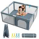 Foldable Baby Playpen - 65"x50" Collapsible Play Pen for Babies and Toddlers - Indoor Outdoor Foldable Play Yard with 4 Handles - Folding Baby Playpen with Bag Portable Travel Play Yard