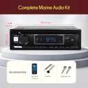 Pyle Marine Bluetooth Stereo Radio - 12v Single DIN Style Boat In dash Radio Receiver System with Built-in Mic, Digital LCD, RCA, MP3, USB, AM FM Radio - Remote Control - PLMRB29B (Black)