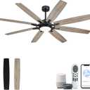 YOUKAIN 70inch Large Ceiling Fans, Indoor/Outdoor Black Ceiling Fan with Lights and Remote, Dual Finish 8 Blades, Modern Smart Ceiling Fans Work with WiFi Alexa App, 70-YJ805-BK