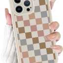 for iPhone 16 Pro Max 6.9'' Aesthetic Colorful Checkered Phone Case, Cute Checkerboard Pattern Design Phone Cover Soft Slim TPU Shockproof Protective Plaid Case for Girls Women