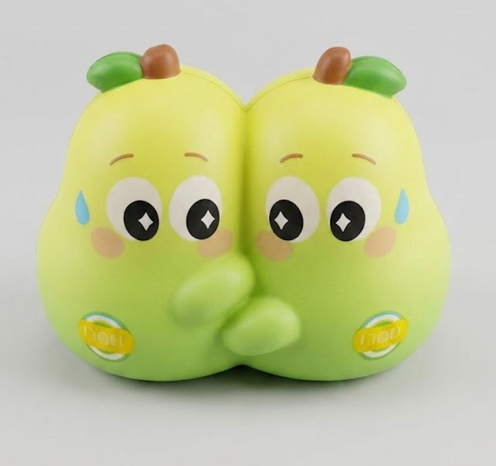 Huggy Fruits Big Size Squeeze Toys, Slow Rising Squishy Stress Relief Toy, Upgraded Foamed PU Fidget Toy, Ideal Gift for Adults (Green Pear)