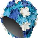 Sporti Flower Swim Cap - Swim Cap for Women- Stylish, Heavy-Duty Rubber, Hair Protection - Ideal for Water Enthusiasts (Blue Multi)