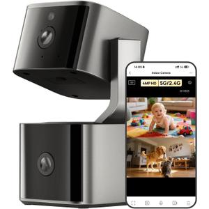 Dual Lens Security Indoor Camera 5G/2.4G WiFi, 2K+2K Pet Smart Camera with Pan Tilt for Home, Baby Monitor, AI Tracking, Motion Detection, Color Night Vision, 2-Way Talk, No Dead Zone, 355 View