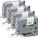 4-Pack TZe-241 TZ Tape 18mm 0.7 Inch Laminated White Compatible for Brother P Touch TZe-241 TZ-241 TZe241 Label Tape Use for Ptouch PT-D400 D410 D600 D610BT Label Maker 3/4 Inch, Black on White