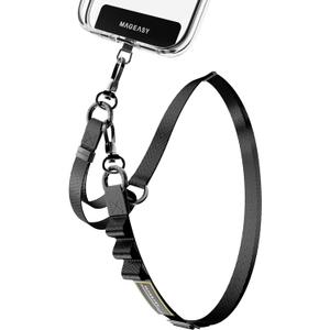 MAGEASY 2-In-1 Cell Phone Lanyard Crossbody - Universal Crossbody Phone Strap & Phone Wrist Strap with Built-in Keychain, Phone Tether Tab | Anti Drop & Anti Theft for Daily & Outdoor Activities (Black)
