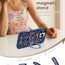 Uppuppy for iPhone 16pro max Case - Compatible with MagSafe for Women Girls Bulit-in 360 Rotatable Magnetic Ring Holder Kickstand Cute Aesthetic Blue Cheetah Print Design for Apple 16pro max