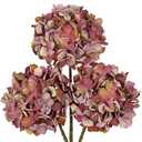 Oairse Dusky Rose Hydrangea Artificial Flowers, 19.6in Dried Textured Silk Hydrangea Flowers with Stems 3 Pcs Fake Flower Bouquet Faux Floral Stems Artificial Flower Bulk for Table Wedding Home Decor