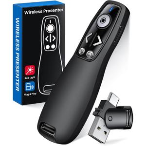 Presentation Clicker Wireless Presenter Remote for PowerPoint, Powerpoint Clicker with Volume Control PowerPoint Slide Advancer for Mac, Computer, Laptop