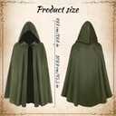 Renaissance Hooded Cloak Medieval Velvet Cape Wizard Witch Cloak Capelet Halloween Cosplay Costume for Women Men (Green)