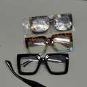 REAVEE 3 Pack Oversized Reading Glasses for Women Large Frame Extra Wide, Blue Light Blocking Stylish Thick Square Readers (Black + Leopard Blue + Blue Yellow)