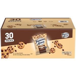 Pack of 2 Famous Amos Original Recipe Chocolate Chip Bite-Size Cookies, 30 Pack Box, 30 oz BB Date 06/07/2026