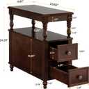 Tribesigns Cherry Finish Wood End Table with 2 Drawers, Mid-Century Wooden Slim Side Table Nightstands with Storage Shelf, Accent Table for Living Room, Easy to Assemble, Small, 26.38"LX14.57"WX18.11"H