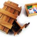 3D Wooden Box Puzzle Secret Unwrap a Hidden Gift Box with a stash or compartments for a Treasure Hunt Puzzle Lover (2 Compartments)